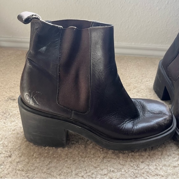 Calvin Klein | Ankle Chunky Brown Boots - Picture 4 of 11